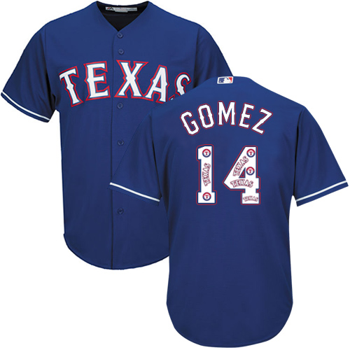 Rangers #14 Carlos Gomez Blue Team Logo Fashion Stitched MLB Jersey