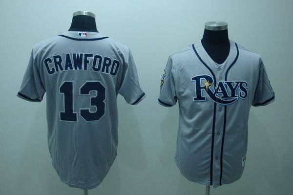 Rays #13 Carl Crawford Stitched Grey MLB Jersey