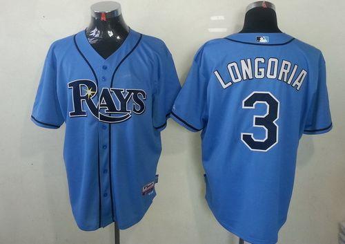 Rays #3 Evan Longoria Light Blue Stitched MLB Jersey