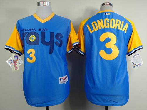 Rays #3 Evan Longoria Light Blue 1988 Turn Back The Clcok Stitched MLB Jersey