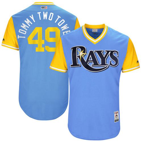 Rays #49 Tommy Hunter Light Blue "Tommy Two Towe" Players Weekend Authentic Stitched MLB Jersey