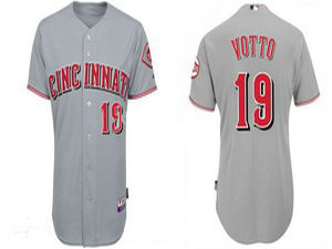 Reds #19 Joey Votto Grey Cool Base Stitched MLB Jersey