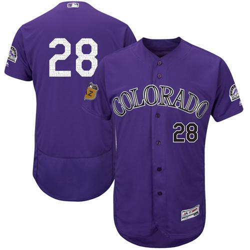 Rockies #28 Nolan Arenado Purple 2017 Spring Training Authentic Flex Base Stitched MLB Jersey