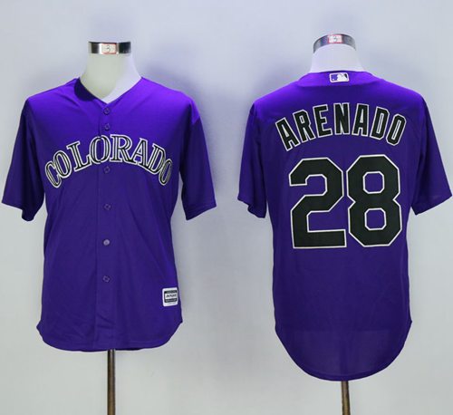 Rockies #28 Nolan Arenado Purple New Cool Base Stitched MLB Jersey