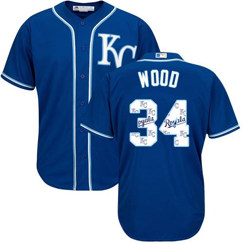 Royals #34 Travis Wood Royal Blue Team Logo Fashion Stitched MLB Jersey