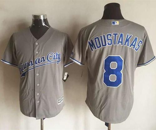 Royals #8 Mike Moustakas New Grey Cool Base Stitched MLB Jersey