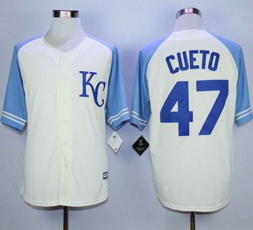 Royals #47 Johnny Cueto Cream Exclusive Vintage Stitched MLB Jersey