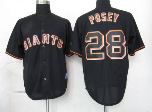 Giants #28 Buster Posey Black Fashion Stitched MLB Jersey