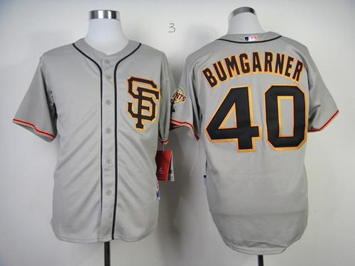 Giants #40 Madison Bumgarner Grey Road 2 Cool Base Stitched MLB Jersey