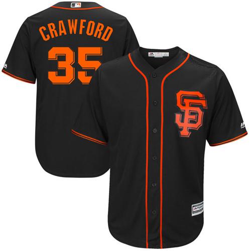 Giants #35 Brandon Crawford Black New Cool Base Alternate Stitched MLB Jersey