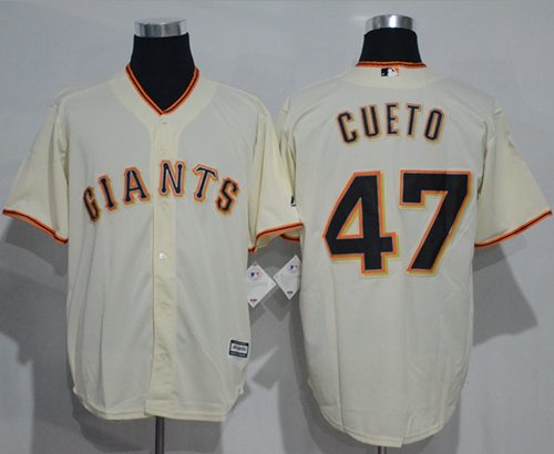 Giants #47 Johnny Cueto Cream New Cool Base Stitched MLB Jersey