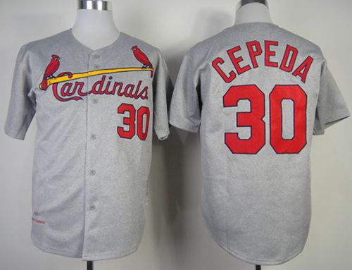 Mitchell And Ness 1967 Cardinals #30 Orlando Cepeda Grey Throwback Stitched MLB Jersey