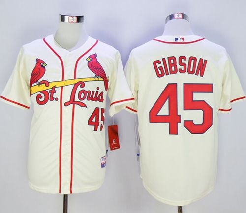 Cardinals #45 Bob Gibson Cream Cool Base Stitched MLB Jersey