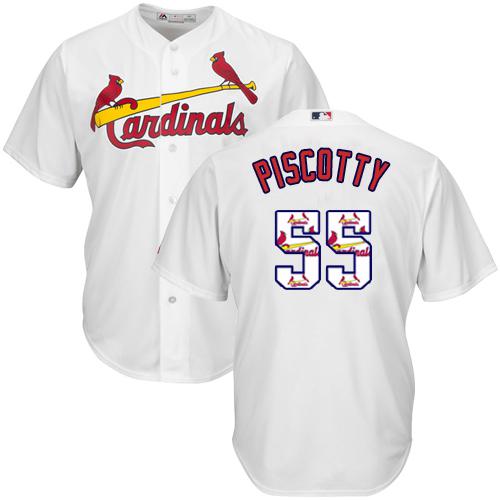 Cardinals #55 Stephen Piscotty White Team Logo Fashion Stitched MLB Jersey