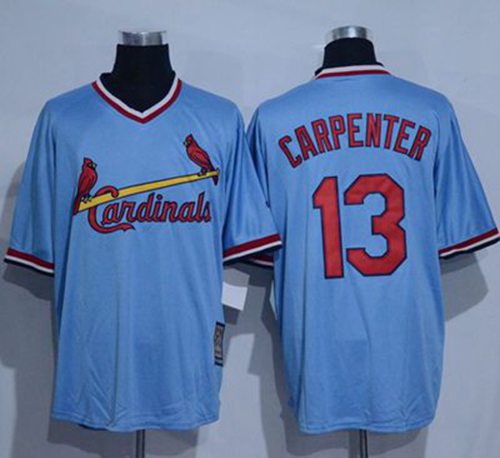 Cardinals #13 Matt Carpenter Blue Cooperstown Throwback Stitched MLB Jersey