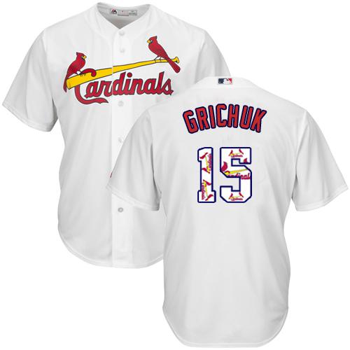 Cardinals #15 Randal Grichuk White Team Logo Fashion Stitched MLB Jersey