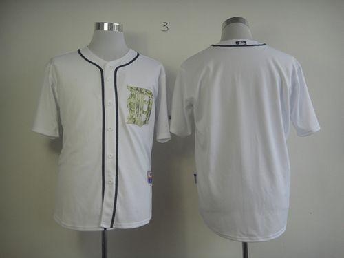 Tigers Blank White USMC Cool Base Stitched MLB Jersey