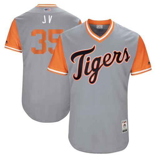 Tigers #35 Justin Verlander Gray "J V" Players Weekend Authentic Stitched MLB Jersey