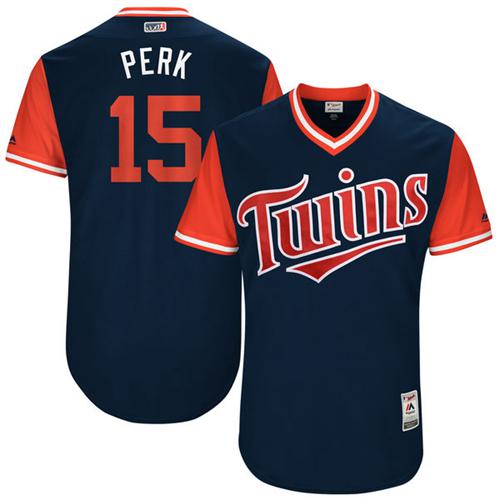 Twins #15 Glen Perkins Navy "Perk" Players Weekend Authentic Stitched MLB Jersey