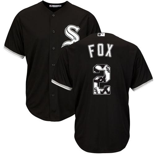 White Sox #2 Nellie Fox Black Team Logo Fashion Stitched MLB Jersey