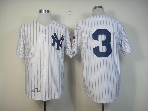 Mitchell And Ness 1929 Yankees #3 Babe Ruth White Throwback Stitched MLB Jersey