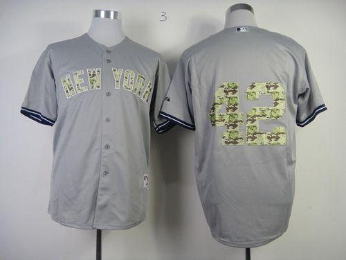Yankees #42 Mariano Rivera Grey USMC Cool Base Stitched MLB Jersey