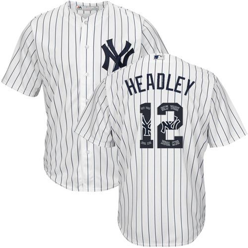 Yankees #12 Chase Headley White Strip Team Logo Fashion Stitched MLB Jersey