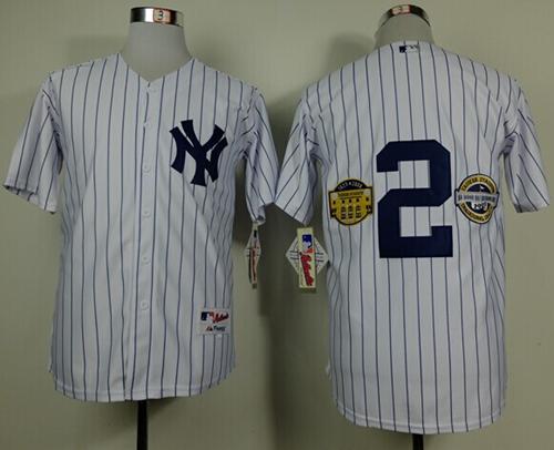 Yankees #2 Derek Jeter White W/Commemorative Final Season & Inaugural Season & Retirement Patch Stit