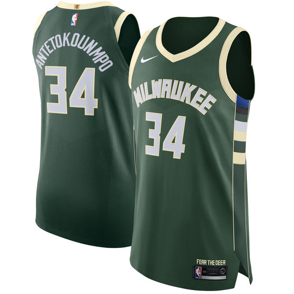 Nike Bucks #34 Giannis Antetokounmpo Green NBA Authentic Icon Edition Jersey