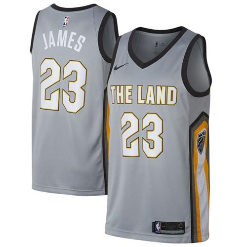 Nike Cavaliers #23 LeBron James Gray NBA Swingman City Edition Jersey