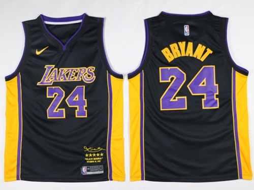 Nike Lakers #24 Kobe Bryant Black(Purple No.) NBA Swingman "Black Mamba" December 18. 2017 Jersey