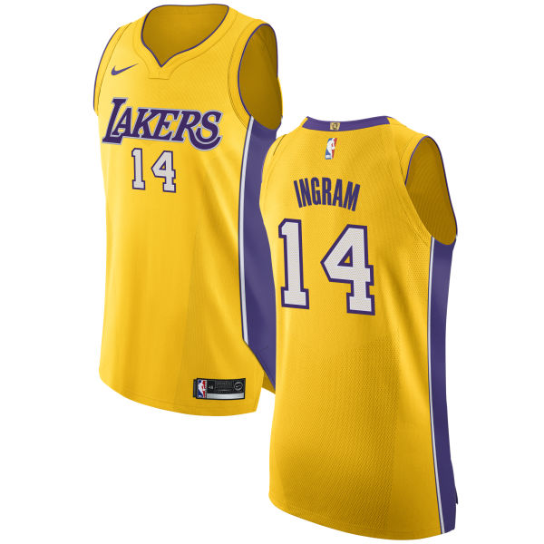 Nike Lakers #14 Brandon Ingram Gold NBA Authentic Icon Edition Jersey