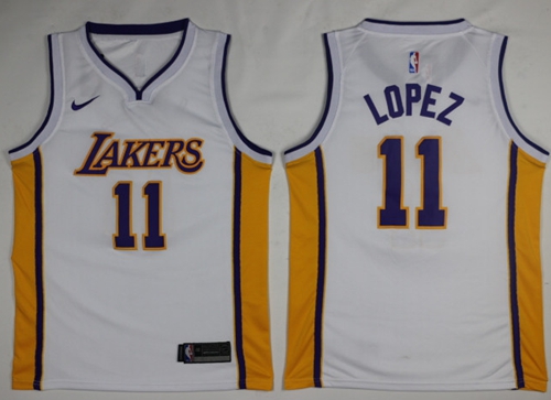 Nike Lakers #11 Brook Lopez White NBA Swingman Association Edition Jersey