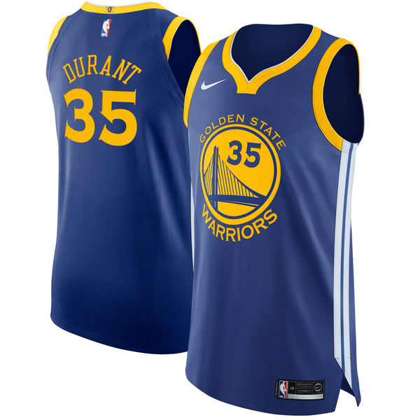 Nike Warriors #35 Kevin Durant Blue NBA Authentic Icon Edition Jersey