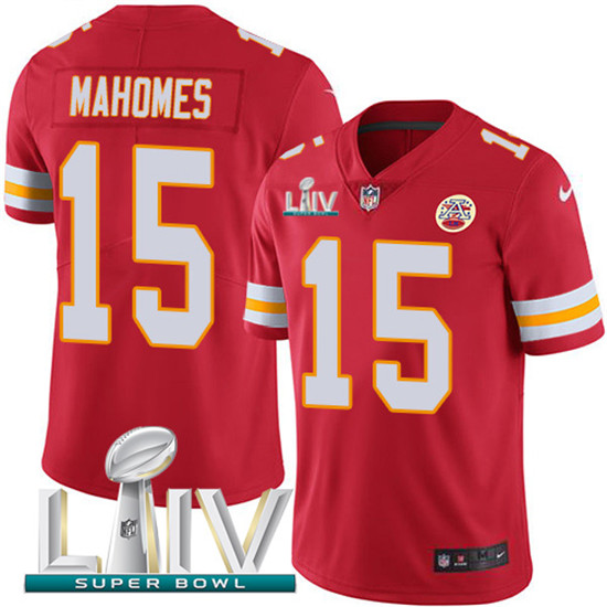 2020 Kansas City Chiefs #15 Patrick Mahomes Red Super Bowl LIV 2020 Team Color Youth Stitched NFL Va