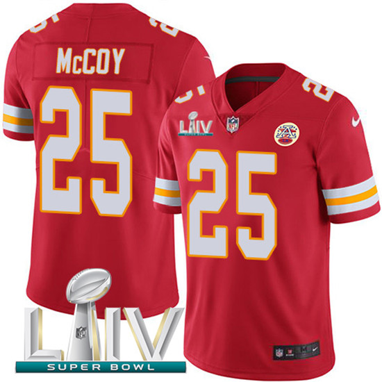 2020 Kansas City Chiefs #25 LeSean McCoy Red Super Bowl LIV 2020 Team Color Youth Stitched NFL Vapor