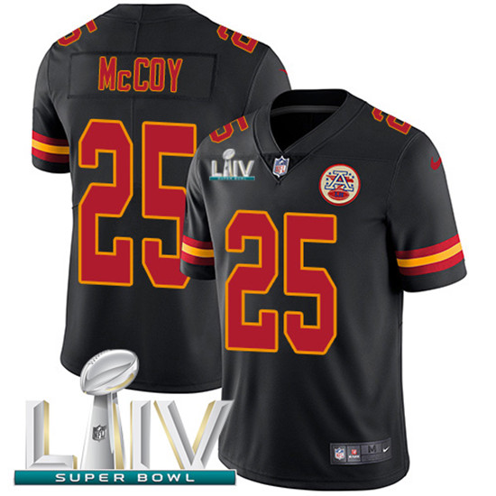 2020 Kansas City Chiefs #25 LeSean McCoy Black Super Bowl LIV 2020 Youth Stitched NFL Limited Rush J