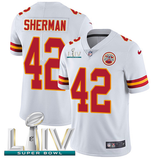 2020 Kansas City Chiefs #42 Anthony Sherman White Super Bowl LIV 2020 Youth Stitched NFL Vapor Untou