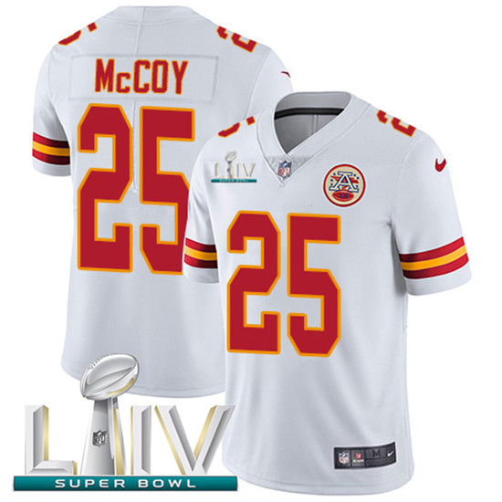 2020 Kansas City Chiefs #25 LeSean McCoy White Super Bowl LIV 2020 Youth Stitched NFL Vapor Untoucha