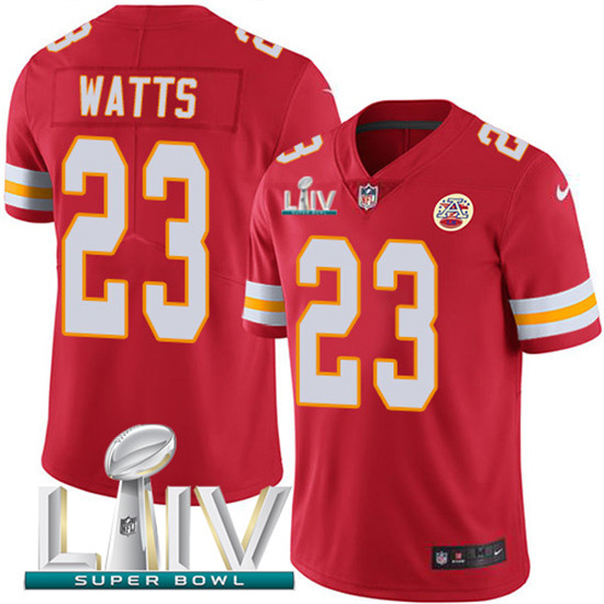 2020 Kansas City Chiefs #23 Armani Watts Red Super Bowl LIV 2020 Team Color Youth Stitched NFL Vapor