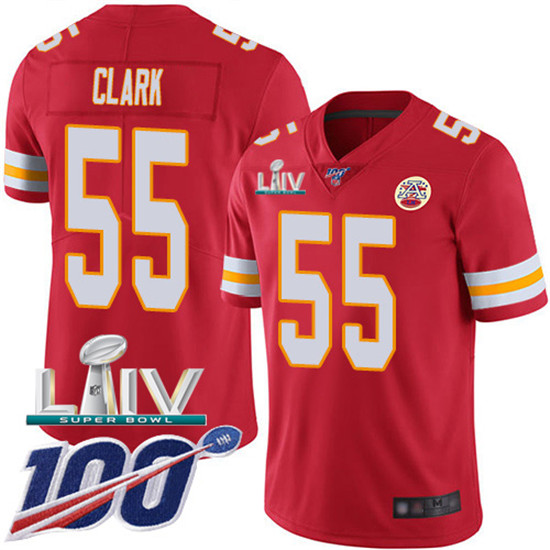 2020 Kansas City Chiefs #55 Frank Clark Red Super Bowl LIV 2020 Team Color Youth Stitched NFL 100th