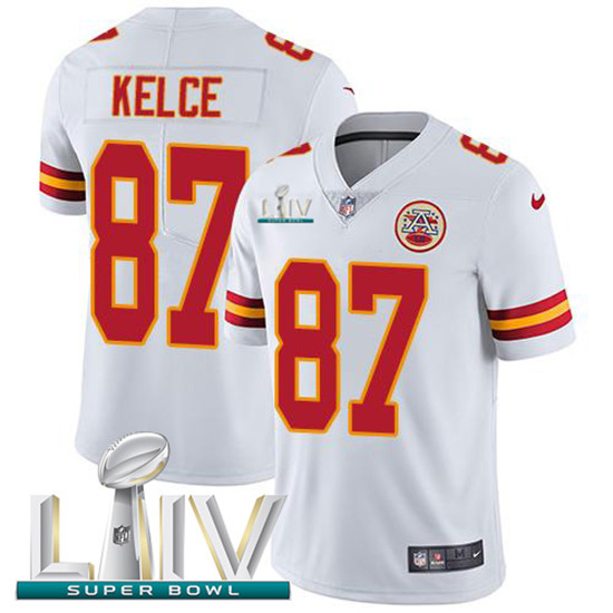 2020 Kansas City Chiefs #87 Travis Kelce White Super Bowl LIV 2020 Youth Stitched NFL Vapor Untoucha