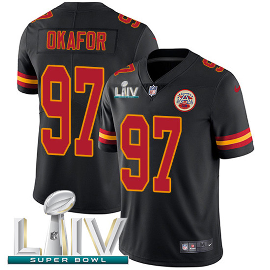 2020 Kansas City Chiefs #97 Alex Okafor Black Super Bowl LIV 2020 Youth Stitched NFL Limited Rush Je