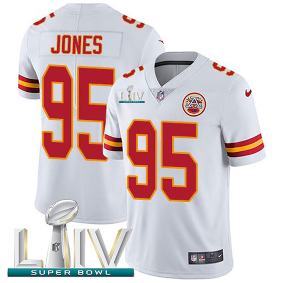 2020 Kansas City Chiefs #95 Chris Jones White Super Bowl LIV 2020 Youth Stitched NFL Vapor Untouchab