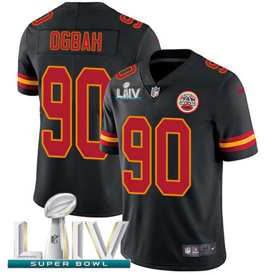 2020 Kansas City Chiefs #90 Emmanuel Ogbah Black Super Bowl LIV 2020 Youth Stitched NFL Limited Rush