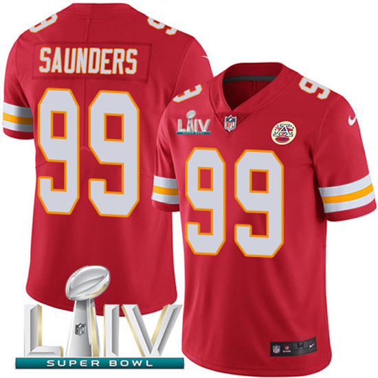 2020 Kansas City Chiefs #99 Khalen Saunders Red Super Bowl LIV 2020 Team Color Youth Stitched NFL Va