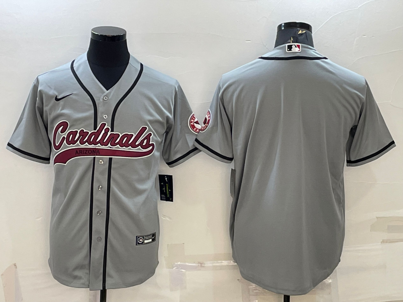 Arizona Cardinals Blank Grey With Patch Cool Base Stitched Baseball Jersey