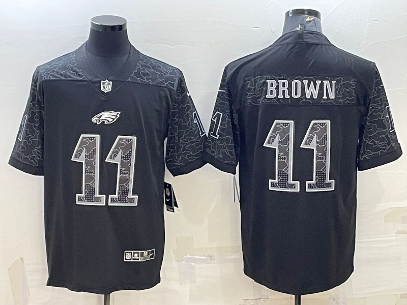 Philadelphia Eagles #11 AJ Brown Black Reflective Limited Stitched Football Jersey