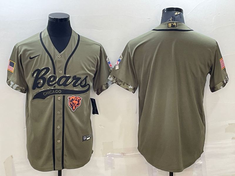 Chicago Bears Blank Olive Salute to Service Cool Base Stitched Baseball Jersey