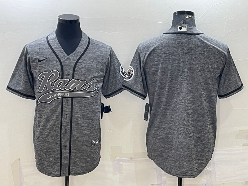Los Angeles Rams Blank Grey Gridiron Cool Base Stitched Baseball Jersey